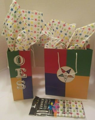 Order Of The Eastern Star Oes Gift Wrapping 2 Gift Bags With 10 Tissue Paper Set