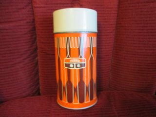 Vintage Thermos 1971 King Seeley Orange Brown Metal 1 Pint 16 Oz 7263 Hot Cold