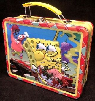 2007 Spongebob Squarepants Patrick Star Eating Disgusting Food Tin Box Lunch Box