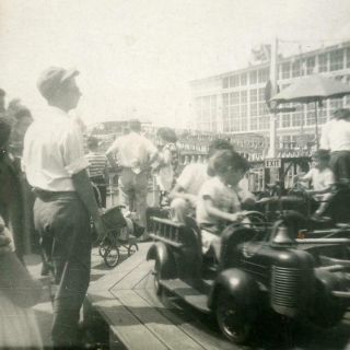 Aa16 Vtg Photo Coney Island Fire Engine Ride,  Amusement Park C 1930 