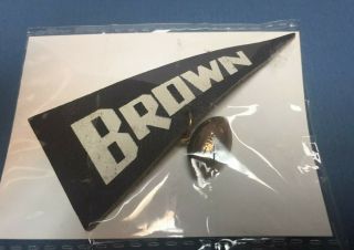 Vintage Brown University Football Spirit Pin,  Leather