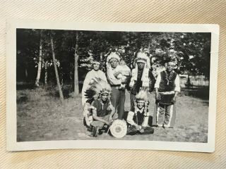 Antique Native American Plains Indian Photo Of Chiefs Child Drum In Forest 5