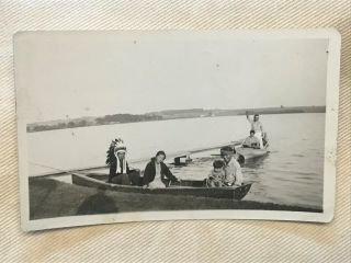Antique Native American Plains Indian Photo Chief Family Friends In Canoe Lake 4