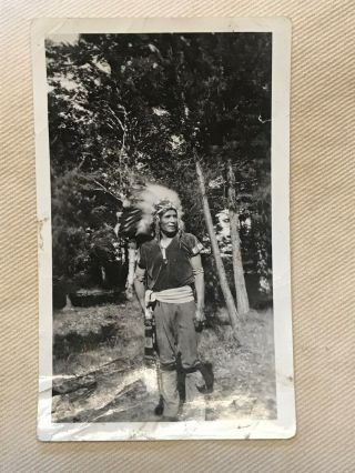 Antique Native American Plains Indian Photo Of Chief In Forest 1