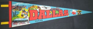 Vintage Pennant Flag Banner_dallas,  Texas_25 " X 8 " _used