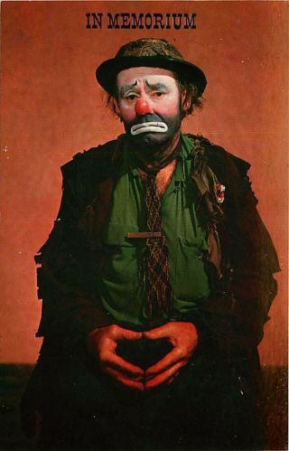 Postcard Portrait Of Clown Emmett Kelly As Weary Willie,  In Memorium