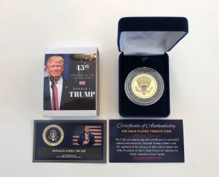 President Donald Trump.  Presidential Seal.  Commemorative Coin.  In A Case
