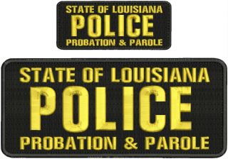 State Of Louisiana Police P&p Embroidery Patch 4x10 And 2x5 Hook Gold Letters