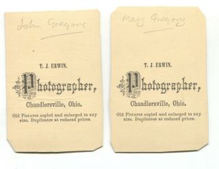 Chandlersville,  Ohio - John & Mary Gregory - c1860 ' s / 70 ' s CDV photographs 2