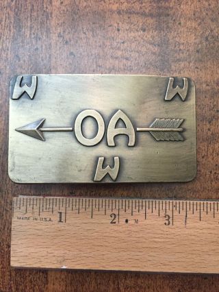 Oa - Bsa National Order Of The Arrow - Brass Belt Buckle.
