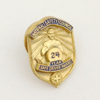 Vintage National Safety Council 24 Year Safe Driver Award Pin Green Lapel Pin