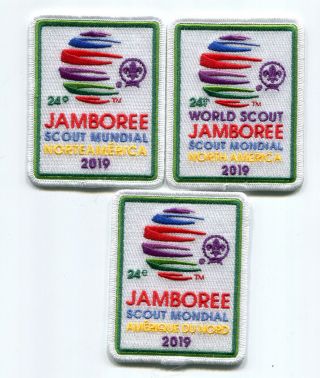 World Jamboree Patch - 3 Pocket Patches From Usa - English - Spanish - French - 2019