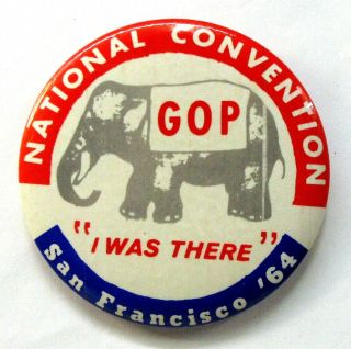 1964 National Convention Gop Goldwater President Large 3.  5 " Pinback Button ^