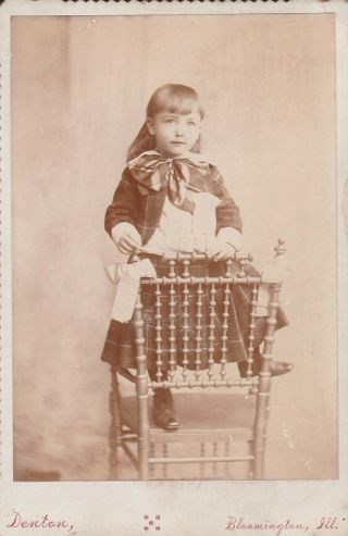 Cabinet Card Little Boy Id Long Hair Bangs,  Skirt Suit Floppy Bow Tie,  Ill