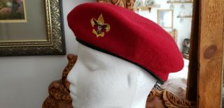 Vintage Bancroft Wool Military Boy Scout Beret Red Wool Adult Size 2