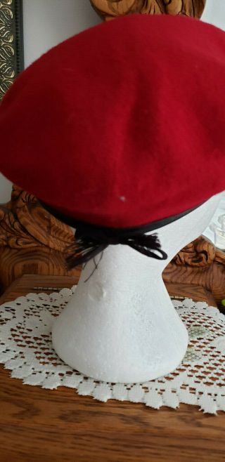 Vintage Bancroft Wool Military Boy Scout Beret Red Wool Adult Size 3