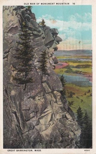 Antique Postcard C1931 Old Man Of Monument Mountain Great Barrington,  Ma 14599