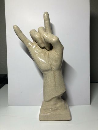 Vintage Hook ‘em Horns Ceramic Hand Statue University Of Texas