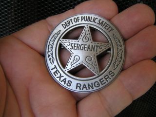 Texas Rangers Badge Walker - Antique Silver - Marshal Of Old West