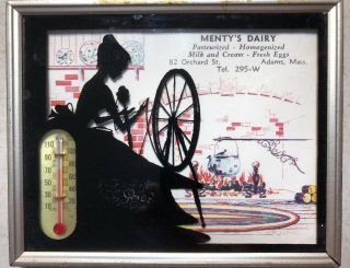 Vintage Menty’s Dairy Adams Mass Thermometer Advertising