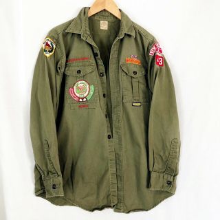 Men’s Vintage Boy Scouts Of America Sanforized Poplin Green Shirt M Orleans
