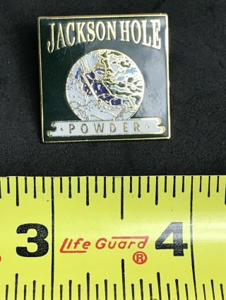 Vintage Jackson Hole Powder Pin Back Gold Tone Enamel? Skiing