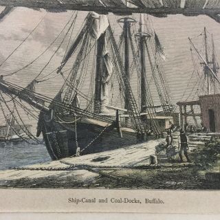 Vintage Picture Of Coal Docks In Buffalo,  York From Late 1800’s Book.