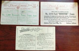 Auto Car Ad 3 Rev.  Printing Post Cards Auburn Indiana Signed Witt & E,  Weaver