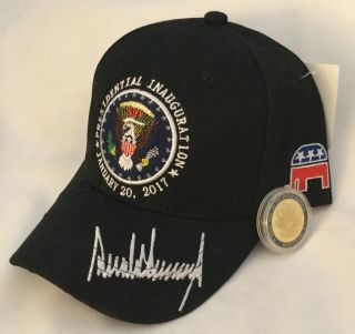 2 Trump = White House Coin 2017 Inauguration Hat Cap Pres Eagle Signature Maga
