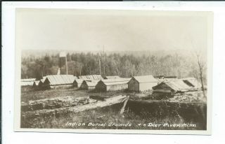 Deer River Mn Minnesota Rppc Postcard Native Americans Indian Burial Grounds