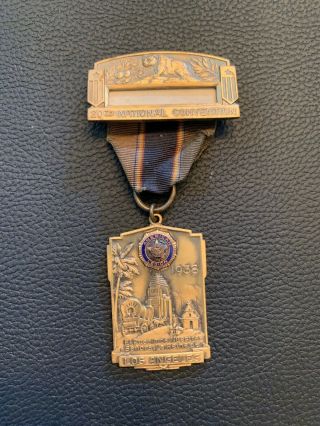 1938 American Legion Delegate Badge Medal Pin 20th Annual Convention Los Angeles
