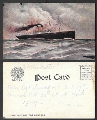 Old Ship Postcard - R.  M.  S.  Baltic - White Star Line