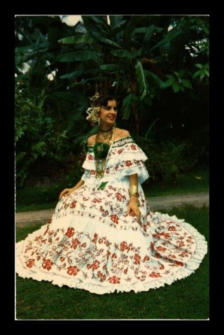 Dr Jim Stamps Traditional Panama Costume Woman Air Mail Postcard