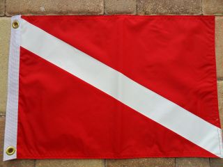 12 " X18 " Nautical: Diver Down Boat/yacht Flag Double Sided Nylon