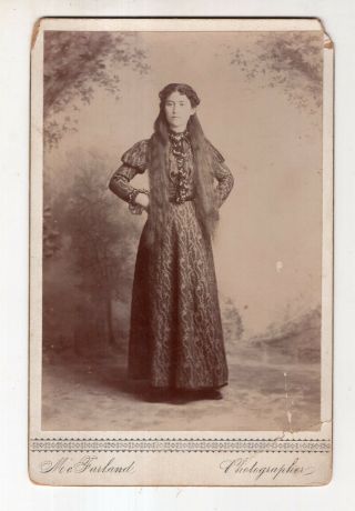 Antique Cabinet Photo Young Woman With Waist - Length Hair