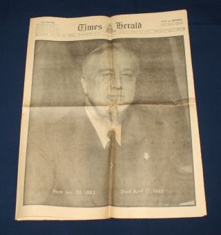 April 13 1945 Washington Dc Times Herald Newspaper Fdr Dead Truman Takes Oath