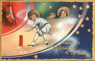 July 4th Wishing You A Glorious 4th Of July Antique Postcard Vintage Post Card