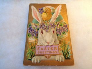 Vintage Antique Postcard " Easter Greetings " 1910 One Cent Stamp