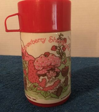 Vintage 1980 Strawberry Shortcake Plastic Thermos,  Aladdin,  American Greetings