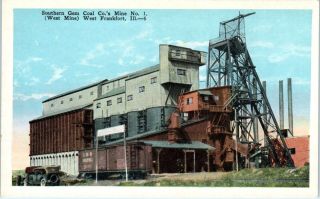 West Frankfort,  Il Illinois Southern Gem Coal Co Mine 1 C1920s Postcard