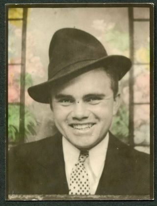 Vintage Photo Young Man W/ Hat In Photobooth Tinted Color 979016