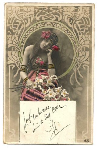 Real - Photo Postcard.  Young Girl With Flowers.  Write On Back.  N°6.