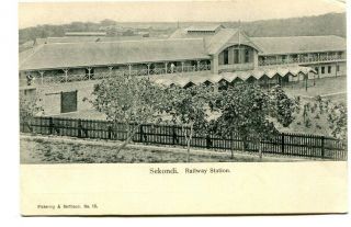 Gold Coast 1920’s B/w Post Card “sekondi.  Railway Station”