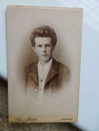 Antique Cdv Cabinet Photo Young Man Abundant Stylish Hair Gay Interest