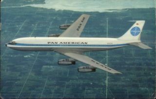 Pan Am American Airlines Boeing 707 Jet Air Line Issued C1960 Postcard