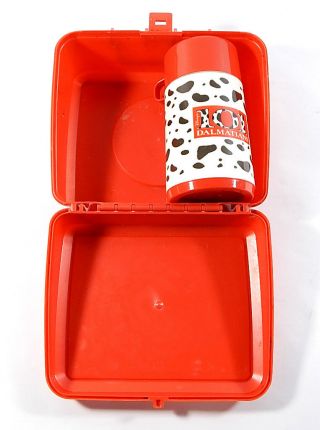 Vintage Disney ' s 101 Dalmatians Red Lunchbox With Thermos 3
