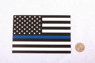 Thin Blue Line American Flag Magnets 4 pack 4x6 inch Decals for Car/Truck/Fridge 4