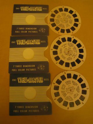 3 Viewmaster Reels - Hand Lettered,  America