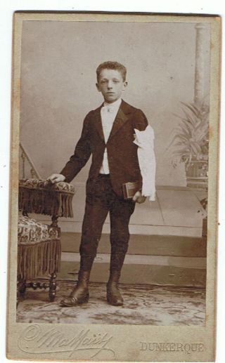 Cdv - Portrait Of A Young Boy By Malfait,  Dunkerque,  France