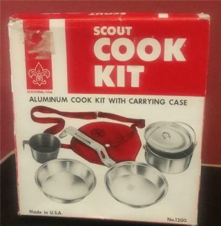 Vintage Official Boy Scout Aluminum Steel Mess / Cook Kit